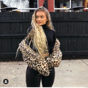 Revolve lovers+friends cheetah cropped puffer